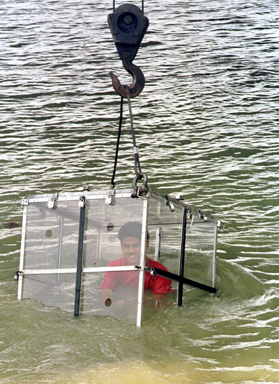 Mr Lahiri has performed a number of water stunts in the past (Picture: Reuters)