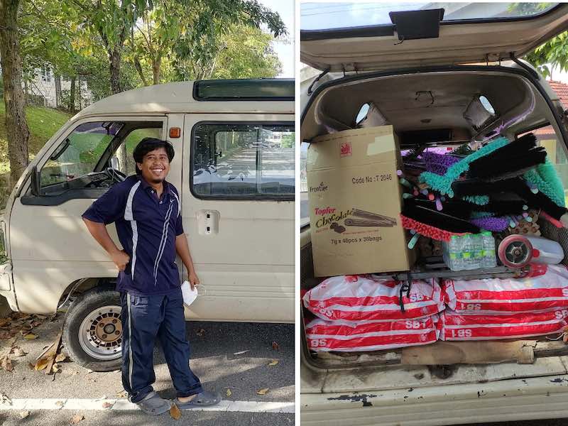 Muhammad Shuhur Azizuddin from Ipoh has gone above and beyond the call of duty after spending three days in his old van just to distribute flood relief supplies to affected victims. — Picture courtesy of Facebook/ Shuhur Azizuddin