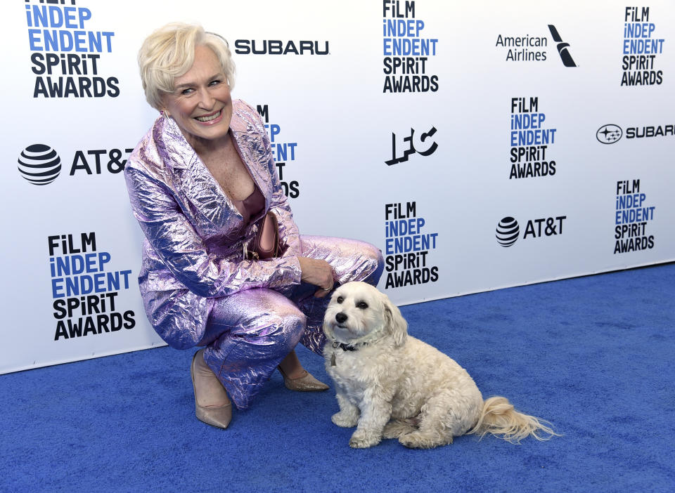 Glenn Close arrives at the 34th Film Independent Spirit Awards on Saturday, Feb. 23, 2019, in Santa Monica, Calif. (Photo by Richard Shotwell/Invision/AP)