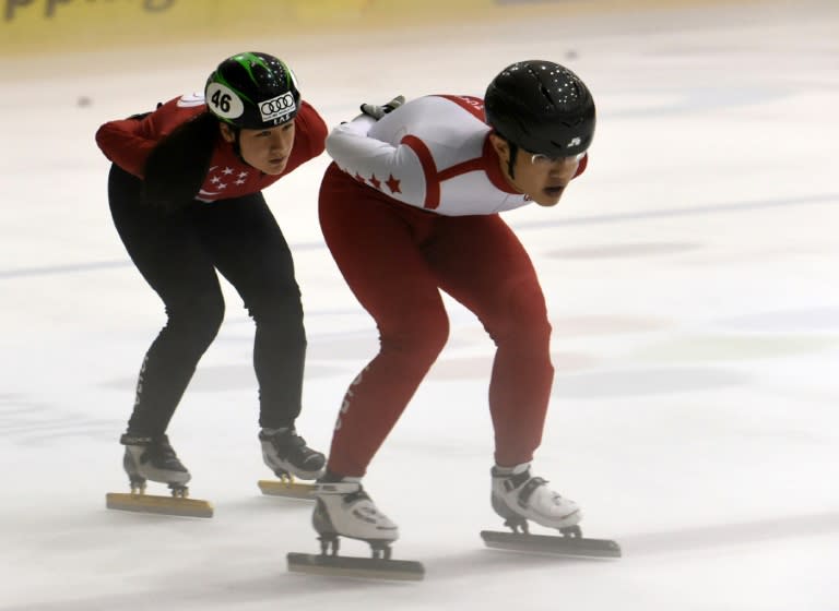 As well as qualifying for the Olympics, Cheyenne Goh (L) has represented Singapore at the Asian Winter Games and won two silver medals and a bronze at last year's SEA Games