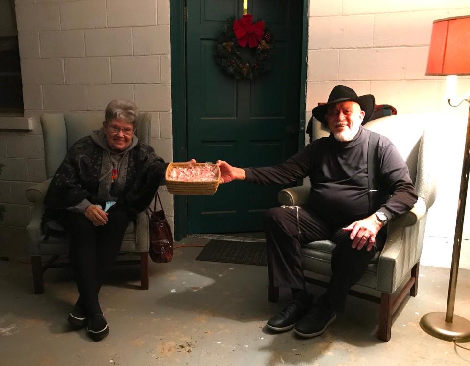During the 2020 Living Nativity event in Laurel Hill, Ron Medlock and his late wife, Pauline, portrayed Dr. and Mrs. Luke, who welcomed visitors with mints and an introduction to their journey to Bethlehem.