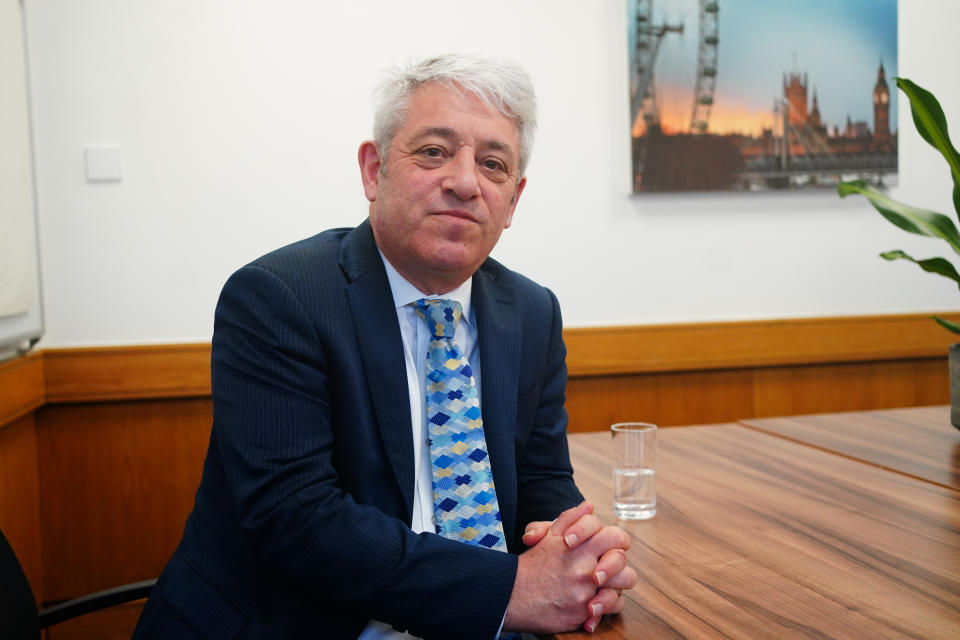 John Bercow speaks to PA Media in Westminster, London, after The Independent Expert Panel report upheld a finding that he was a 