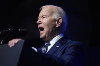 President Joe Biden delivers remarks on the CHIPS and Science Act at the Milton J. Rubenstein Museum, Thursday, April 25, 2024, in Syracuse, N.Y. (AP Photo/Evan Vucci)