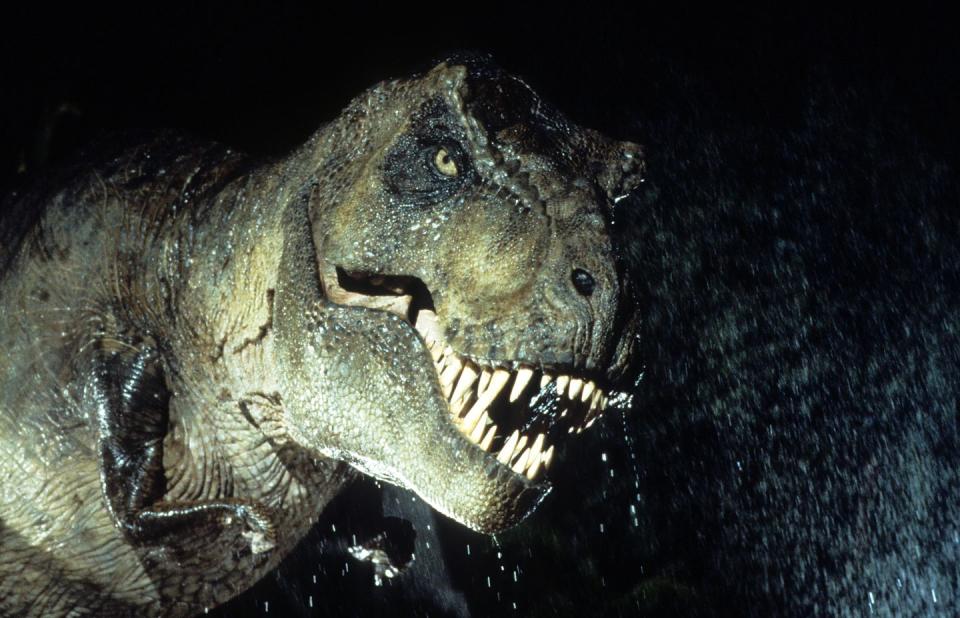 The T. Rex's roar was an amalgamation of animal sounds.