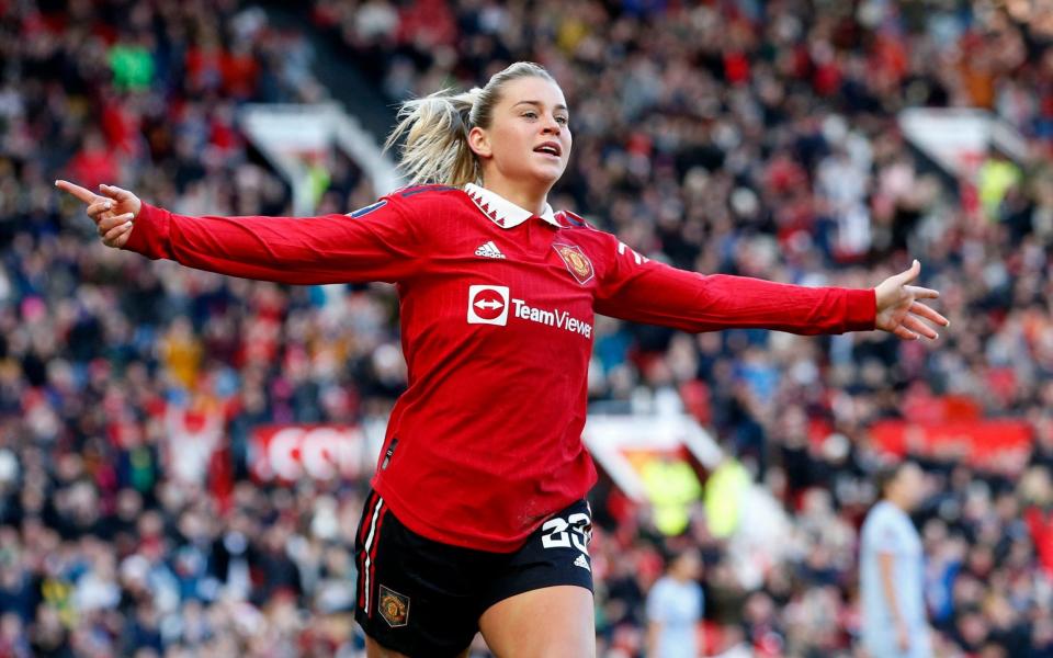 Manchester United's Alessia Russo celebrates scoring their third goal - Ed Sykes/Reuters