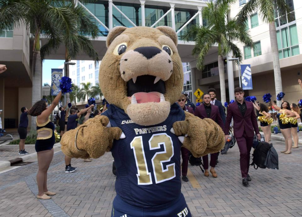 Week 1: FIU mascot Roary the Panther poses before the game against the Indiana Hoosiers at Riccardo Silva Stadium.