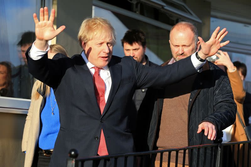 Britain's PM Johnson visits newly elected Conservative party MP for Sedgefield, Paul Howell, at Sedgefield Cricket Club in County Durham