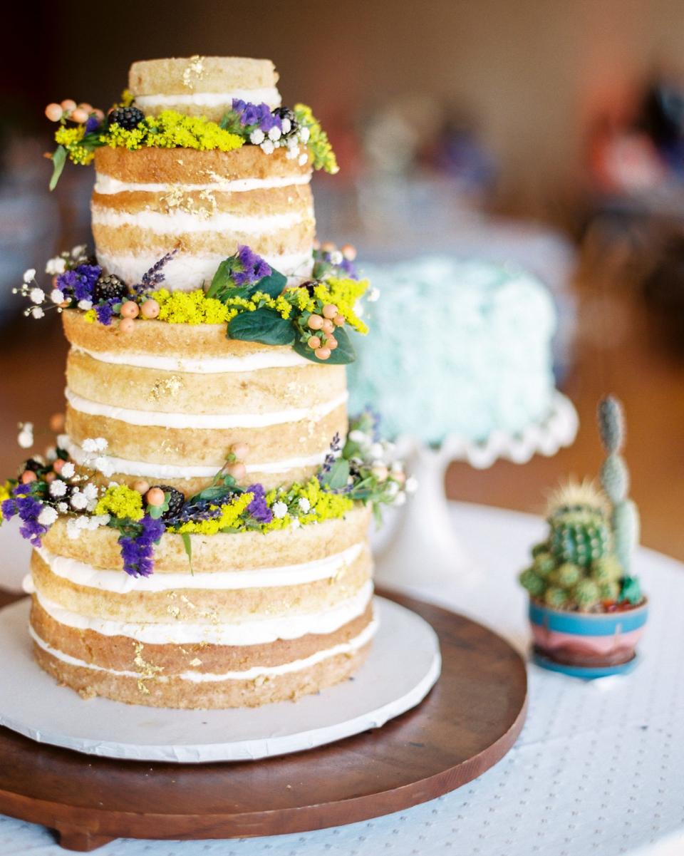 Naked Wedding Cake with Flowers