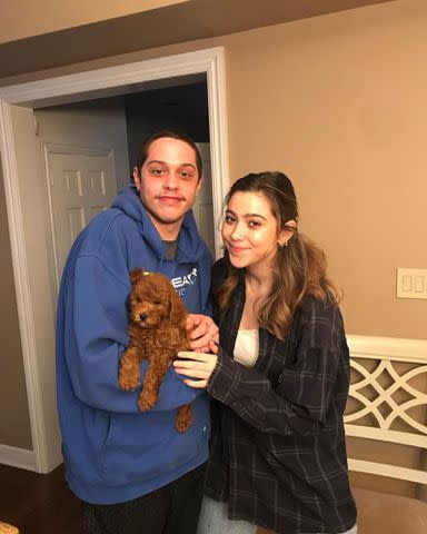 <p>Dave Sirus Instagram</p> Pete Davidson and Casey Davidson with their dog, Henry