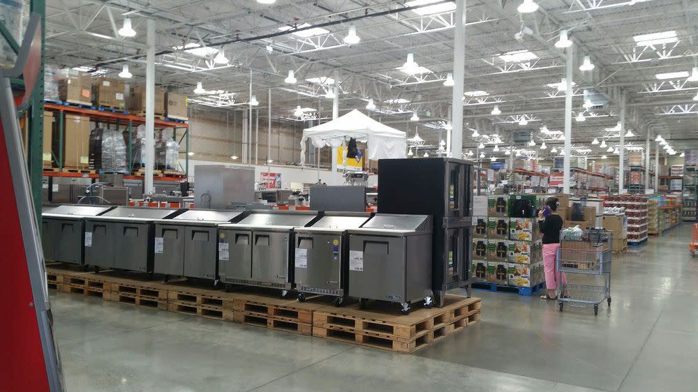 Industrial kitchen appliances are shown at a Costco Business Center.