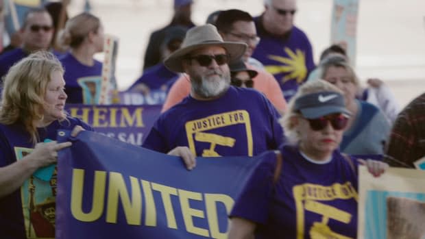 Protesters at a Disney park in "The American Dream and Other Fairy Tales"<p>Fork Films</p>