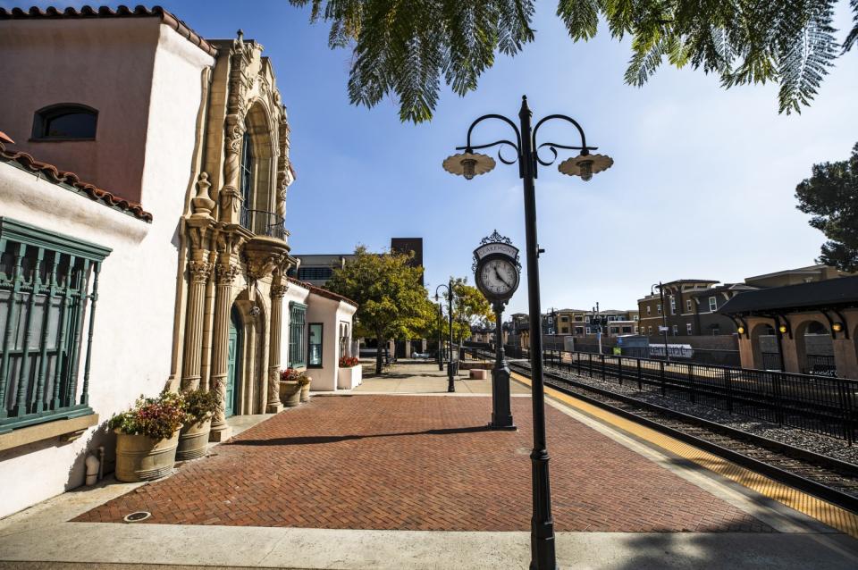 A street view of the Claremont Depot