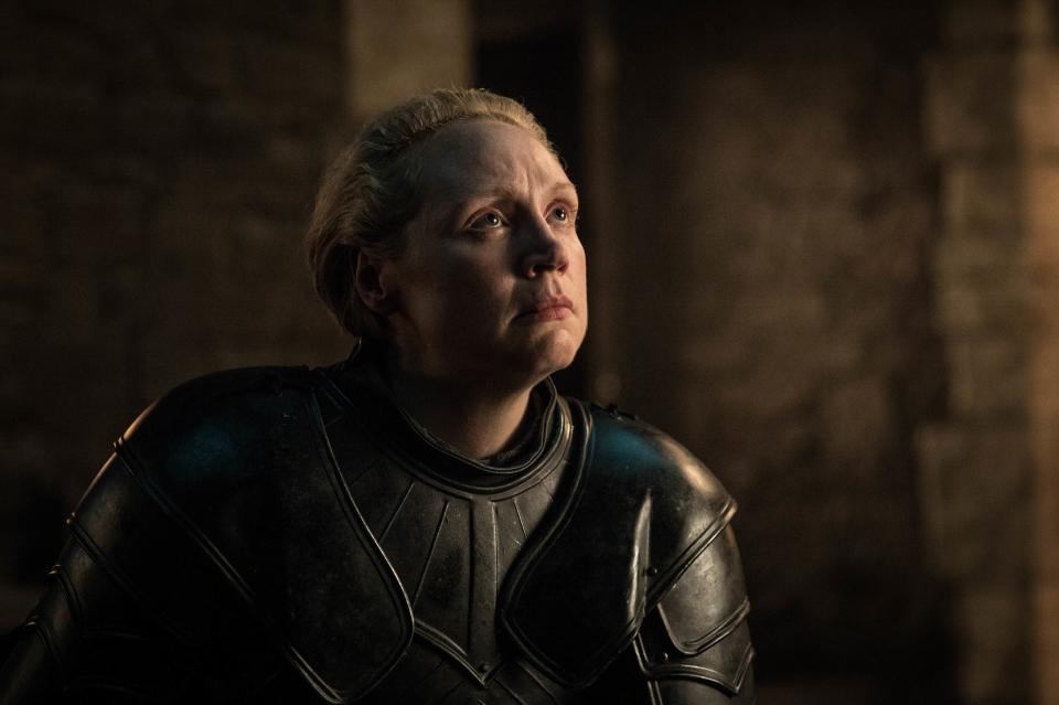 In this Season 8 appearance, her hair is the same color and length, but it's been slicked back, opening up her face in a way that mirrors the opening up of the character that we've seen over the past few seasons. And of course, the colors of her armor are more subdued and her skin more porcelain with a matte finish, both differences that make sense for her character having traveled north from where she started in the more southern King's Landing.
