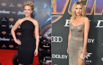 <p>Scarlett Johansson rocked some Infinity Gauntlet-inspired jewelry for the <i>Endgame</i> premiere. She’s one of the few Marvel stars set to continue beyond <em>Endgame</em> in her own solo film. (Getty Images) </p>