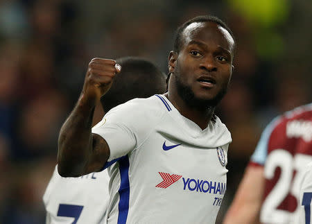 Soccer Football - Premier League - Burnley vs Chelsea - Turf Moor, Burnley, Britain - April 19, 2018 Chelsea's Victor Moses celebrates scoring their second goal REUTERS/Andrew Yates