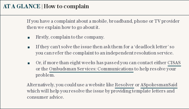 Telecoms how to complain broadband tv phone