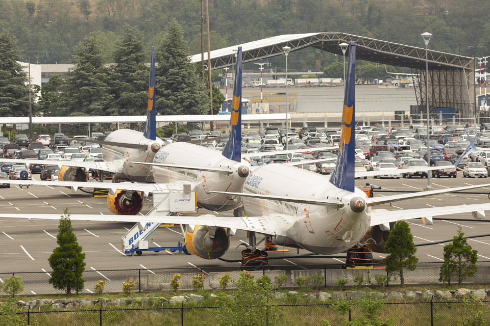 Varios Boeing 737 Max aparcados en la fabrica que Boeing tiene en Seattle. (David Ryder/Getty Images)