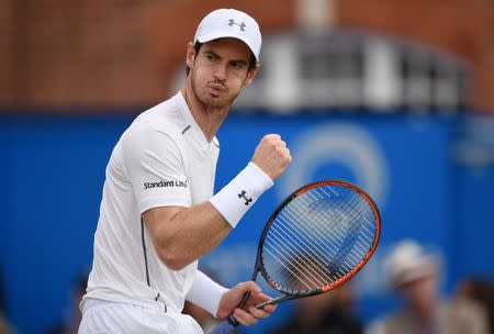 Britain Tennis - Aegon Championships - Queens Club, London - 18/6/16 Great Britain's Andy Murray celebrates during the semi final Action Images via Reuters / Tony O'Brien