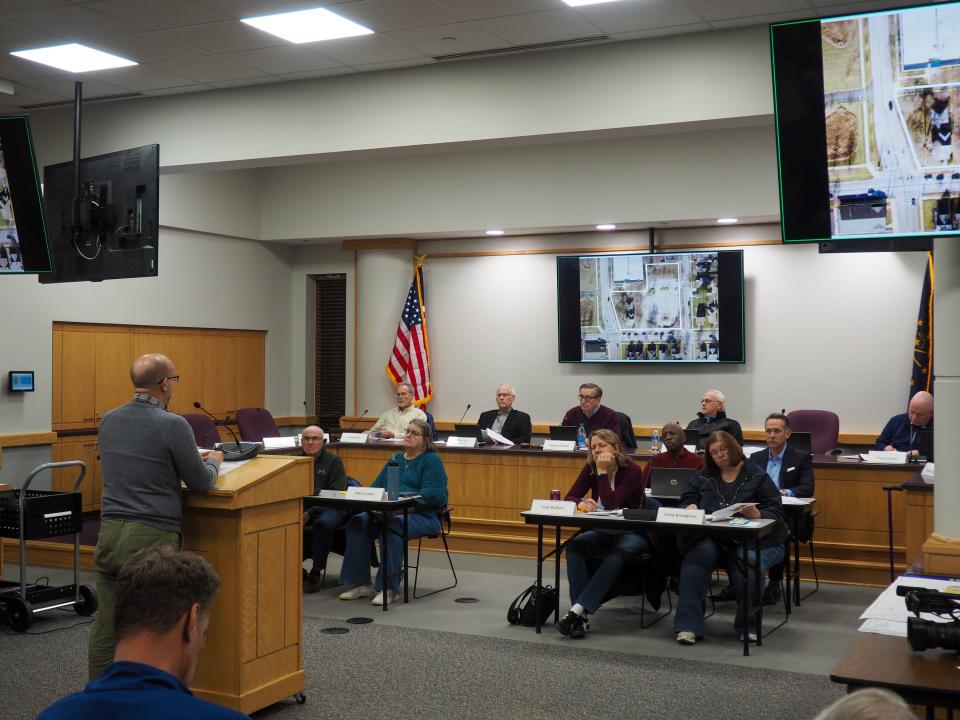 David Hittle the executive director of the Area Plan Commission, speaks to the Area Plan Commission board, at December's Tippecanoe County's Area Plan Commission meeting, on Wednesday, Dec. 21, 2023, in Lafayette, Ind.