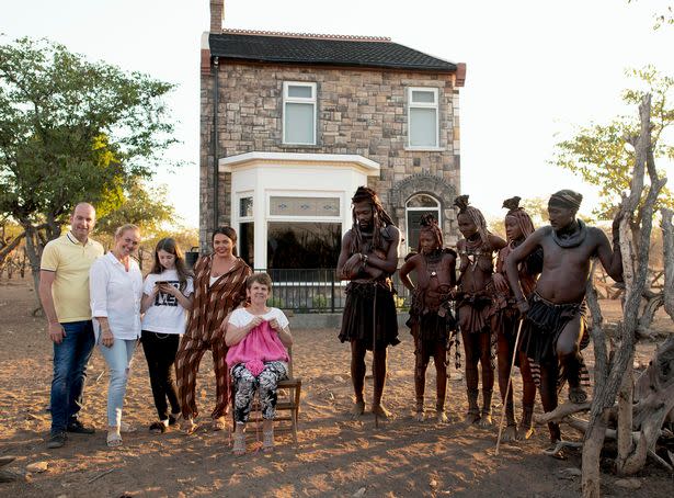 The Moffatt family with the Himba Tribe on The Bristish Tribe Next Door (PA)