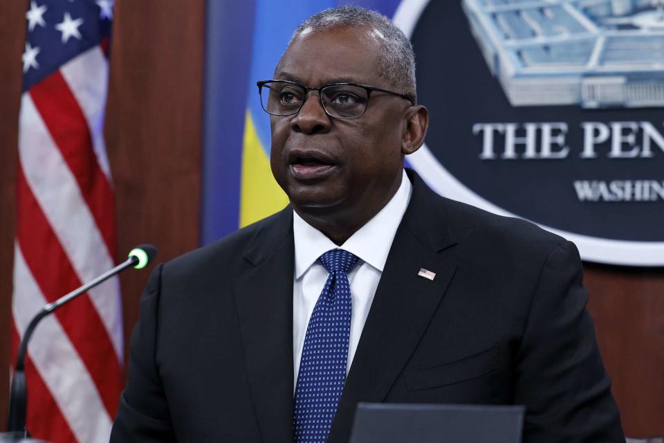 <p>Anna Moneymaker/Getty </p> U.S. Secretary of Defense Lloyd Austin 