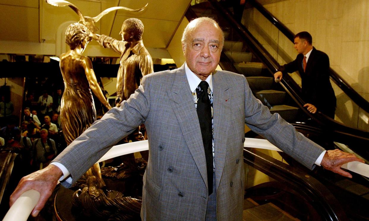 <span>Mohamed Al Fayed in 2005 in front of a memorial to his son Dodi and Diana, Princess of Wales in Harrods. He died last year, aged 94.</span><span>Photograph: Reuters</span>