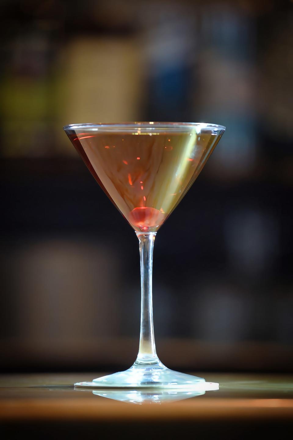 Close up photo of "The Vaccinator," a signature cocktail that comes with a free COVID test at Cenzino Ristorante, Wednesday January 12th, 2022.  