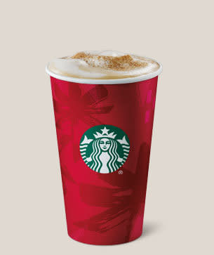 <em>Espresso with steamed eggnog and milk, topped with ground nutmeg.</em> <br> <br> The <a href="http://www.huffingtonpost.com/2014/11/06/starbucks-eggnog-latte-back_n_6115022.html" target="_blank">country freaked out</a> when Starbucks tried to yank its Eggnog Latte from its national menu this year. It caused such outrage that Starbucks apologized, admitted its mistake and now Americans everywhere can now enjoy this apparently beloved beverage.