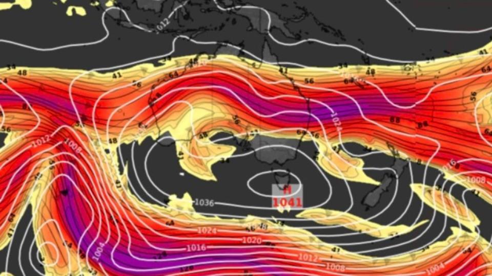 The high pressure system sitting over Australia. Picture: Weatherzone