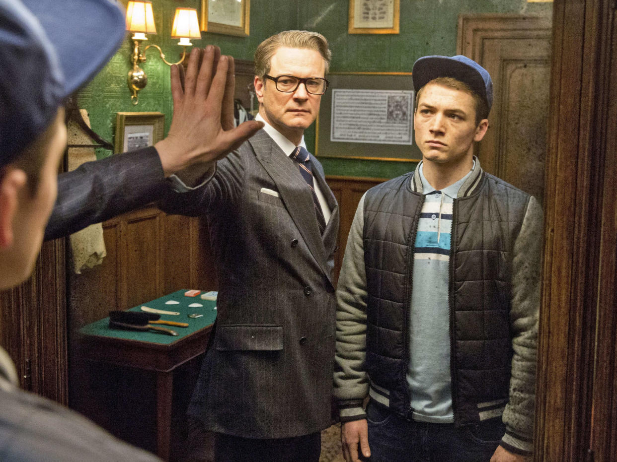 Colin Firth and Taron Egerton buddied up in the first two Kingsman movies. (20th Century Studios/Alamy)