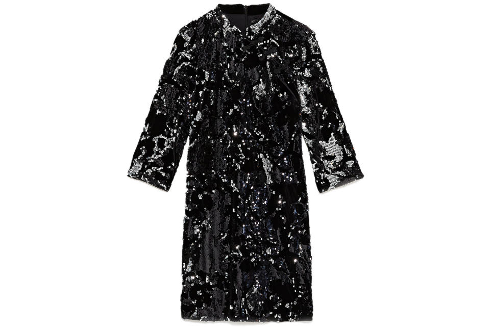 Zara Sequinned Velvet Dress