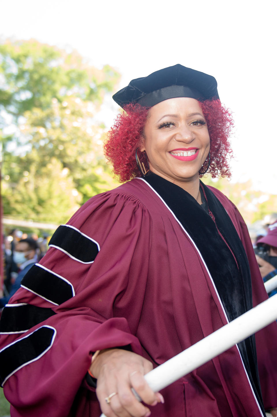 ATLANTA, GEORGIA - MAY 16: Author Nikole Hannah-Jones attends the 137th Commencement at Morehouse College on May 16, 2021 in Atlanta, Georgia. (Photo by Marcus Ingram/Getty Images)