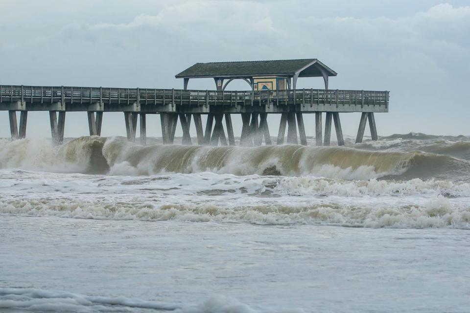 Hurricane Dorian moved closer to the Georgia coast Wednesday, bringing large waves to Tybee Island.