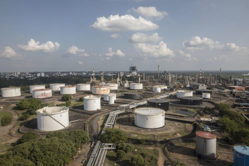 Storage tanks at the Ecopetrol Barrancabermeja refinery in Barrancabermeja, Colombia, on Tuesday, Feb. 15, 2022.<span class="copyright">Bloomberg/Getty Images</span>