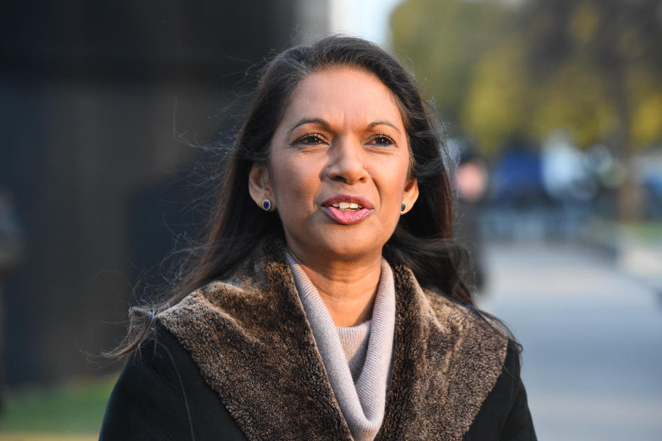 Campaigner Gina Miller on College Green in Westminster the morning after Prime Minister Therea May survived an attempt by Conservative MPs to oust her with a vote of no confidence.