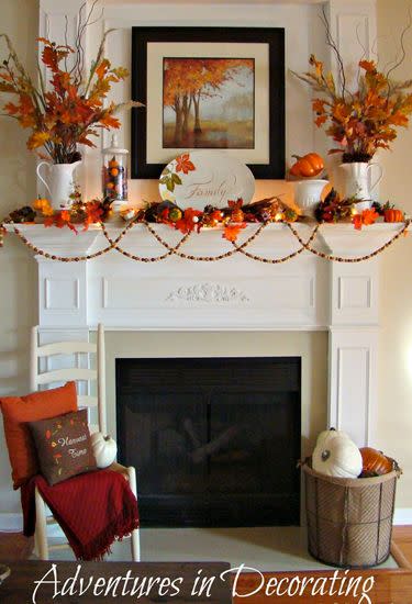 Autumn Leaves Fall Mantel Decor