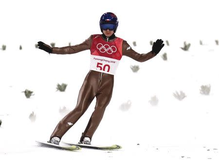 Ski Jumping - Pyeongchang 2018 Winter Olympics - Men's Large Hill Individual Final - Alpensia Ski Jumping Centre - Pyeongchang, South Korea - February 17, 2018. Kamil Stoch of Poland reacts. REUTERS/Stefano Rellandini