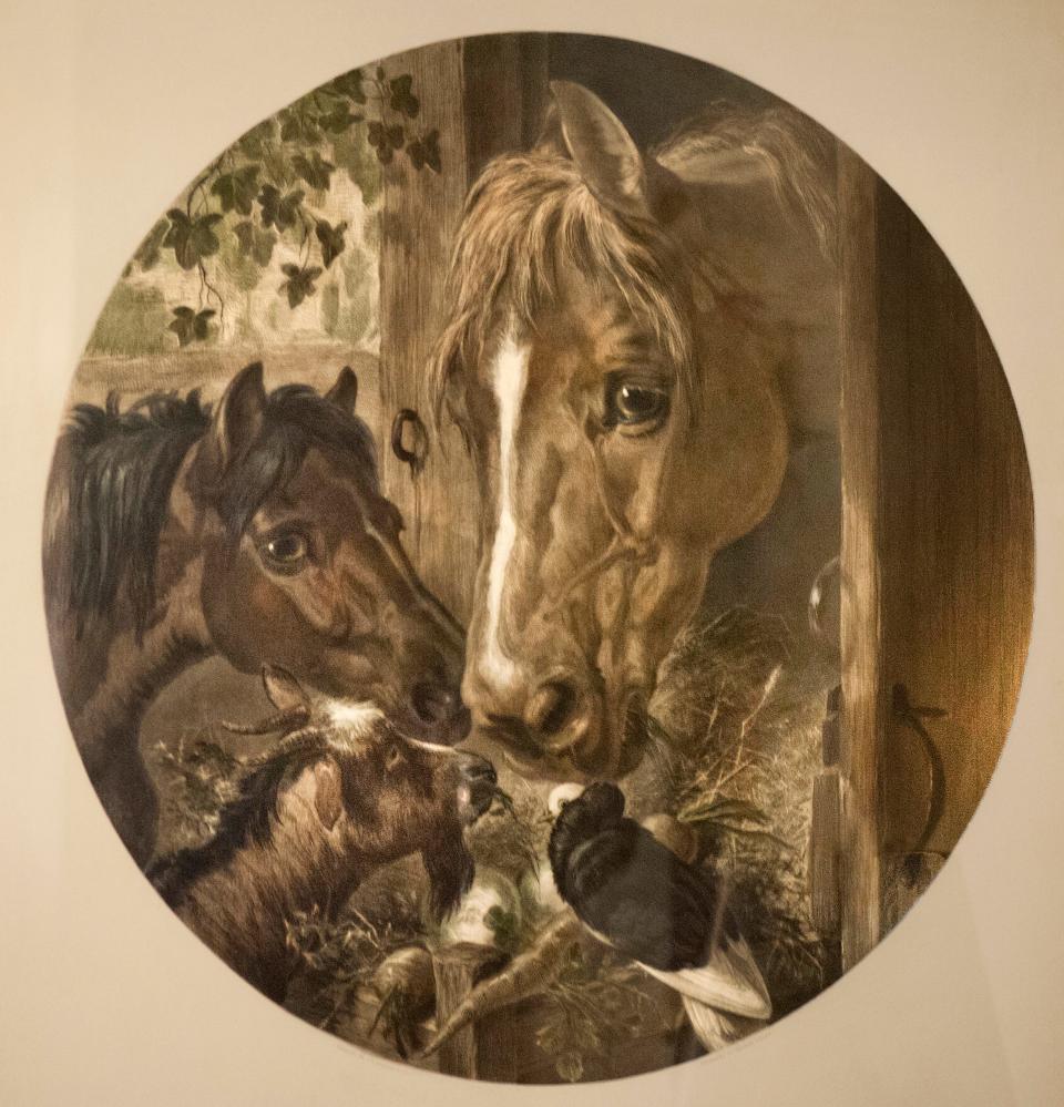 This artwork of three horses is one of two given to Jo Cornell for her tutelage of a young women in the care of horses and helps decorate the living room.Feb. 06,  2020