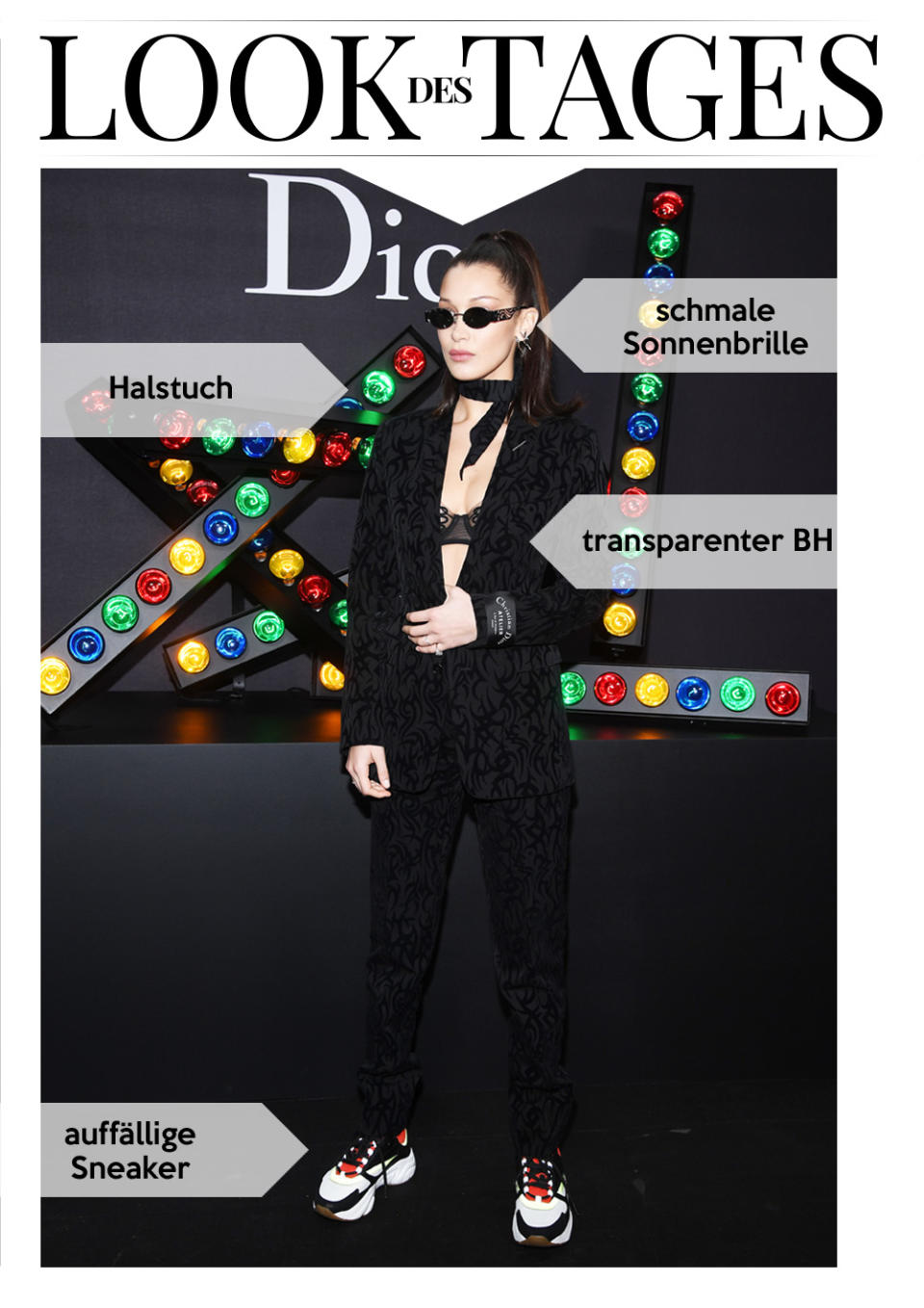 Bella Hadid trug einen Anzug aus der aktuellen Dior-Herrenkollektion. (Bild: Getty Images)