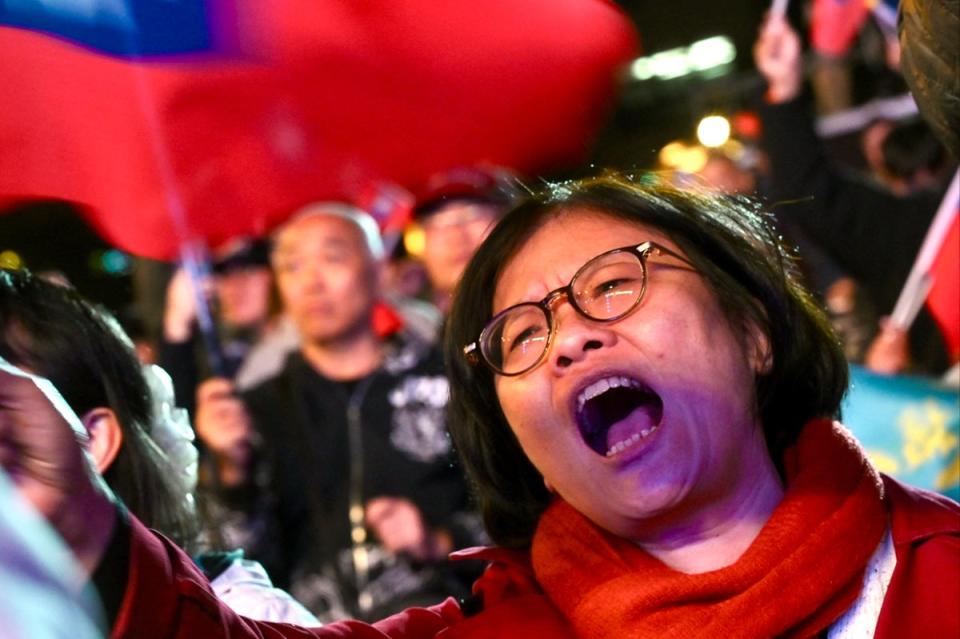 A supporter of Taiwan's presidential candidate Hou Yu-ih of the main opposition Kuomintang (KMT) party (AFP)