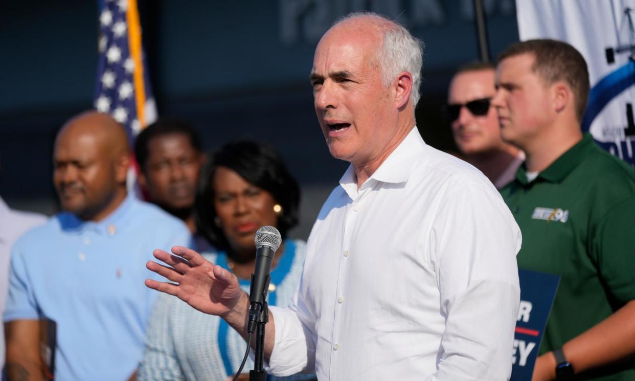 <span>Bob Casey speaks in Philadelphia on 4 September 2024. </span><span>Photograph: Matt Rourke/AP</span>