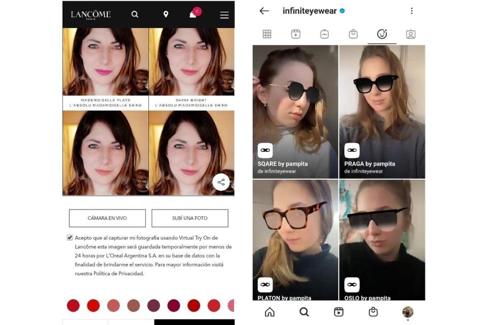 Los fitros de realidad aumentada de Lancome e Infinit