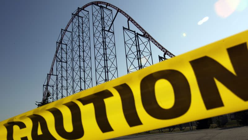 The Ride of Steel roller coaster is shown at Darien Lake Theme Park Resort in Darien, N.Y., Saturday, July 9, 2011. Sgt. James Hackemer, a U.S. Army veteran who lost his legs while deployed in Iraq was thrown from the 200-foot-tall roller coaster at the upstate theme park on Friday, July 8, 2011 and was killed. 