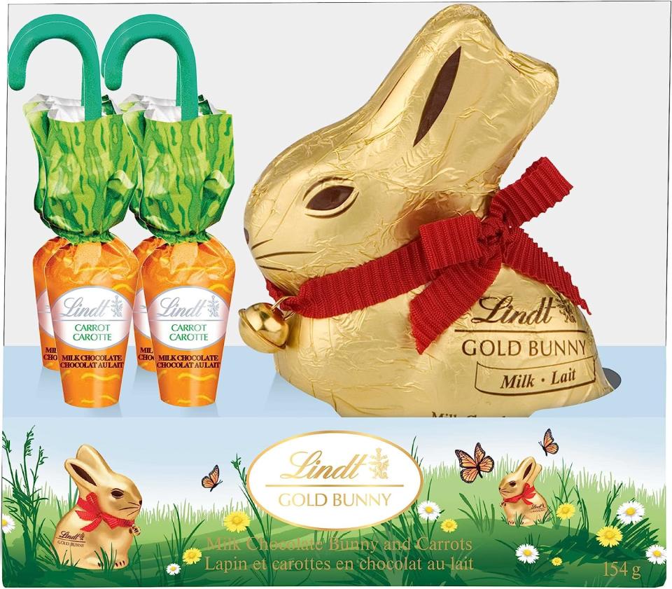 Lindt Gold Bunny Milk Chocolate Easter Bunny and Carrots Gift Box. Image via Amazon.