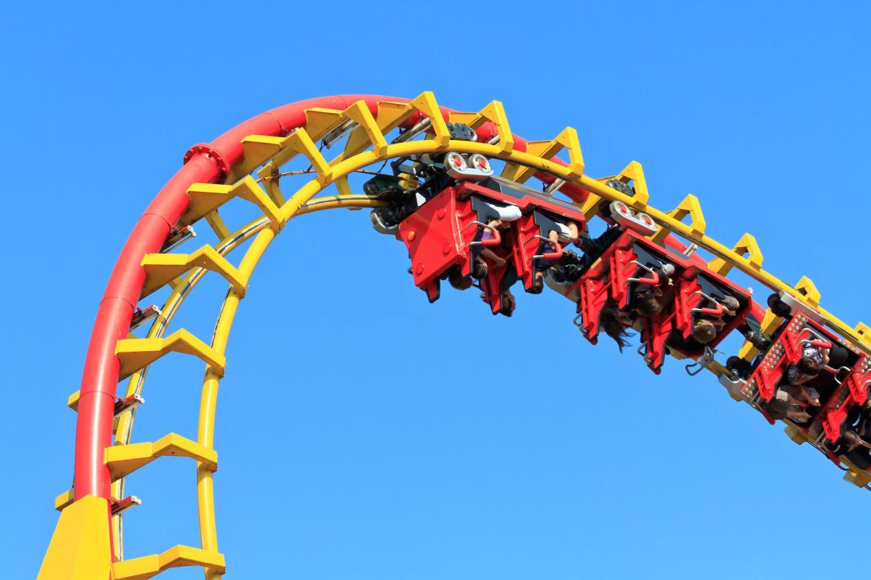 roller coaster in amusement park