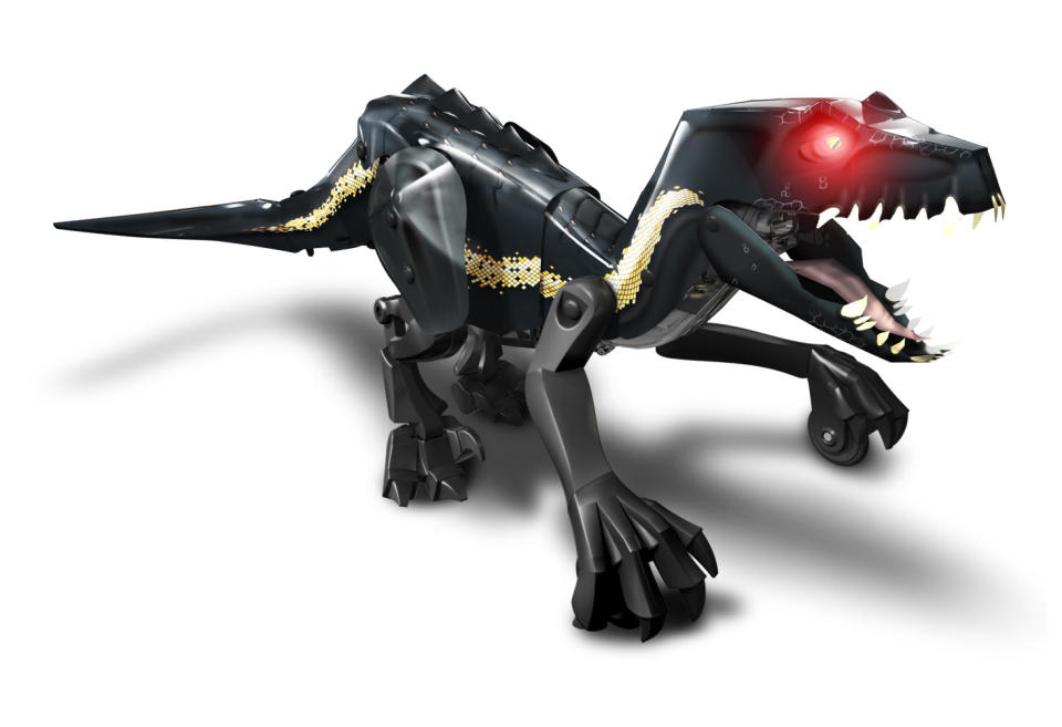 <p>Perfect for the dino lover (and STEM student) in your household, this build-it-yourself dino robot can move, growl, and attack with the aid of an easily downloadable mobile app. (Photo: Mattel) </p>