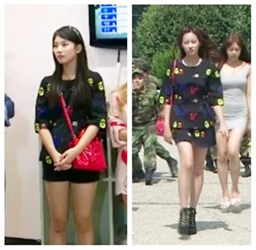 Suzy and Oh Yeon Seo wearing same outfits