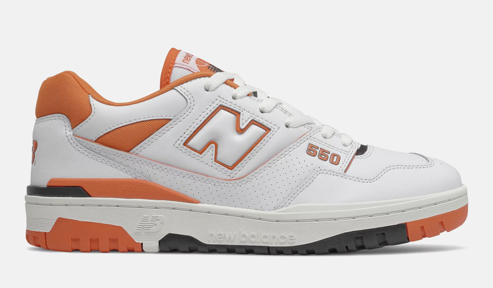 The lateral side of the New Balance 550 “Varsity Orange.” - Credit: Courtesy of New Balance