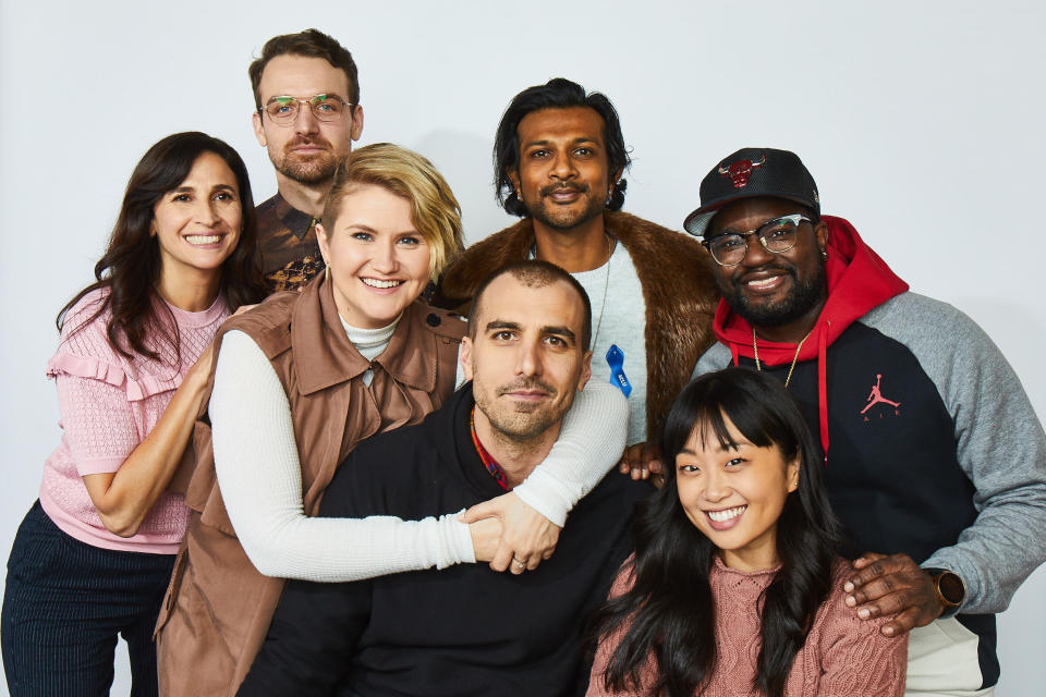 Michaela Watkins, Micah Stock, Jillian Bell, Paul Downs Colaizzo, Utkarsh Ambudkar, Alice Lee and Lil Rel Howery from 'Brittany Runs A Marathon' pose for a portrait in the Pizza Hut Lounge in Park City, Utah on January 27, 2019 in Park City, Utah. (Photo by Aaron Richter/Getty Images for Pizza Hut) (Photo: Aaron Richter via Getty Images)