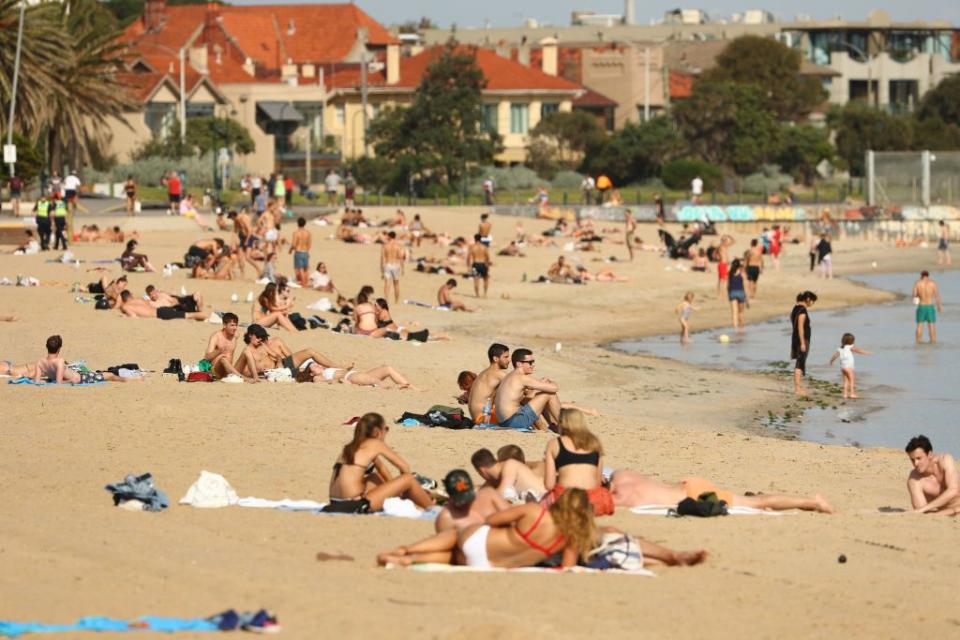 People continued to ignore social distancing measures and flock to the beach on Friday. Source: Getty